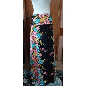 Soho Apparel Womens Maxi Skirt Sz L Floral Print Stretch Cottagecore Preppy